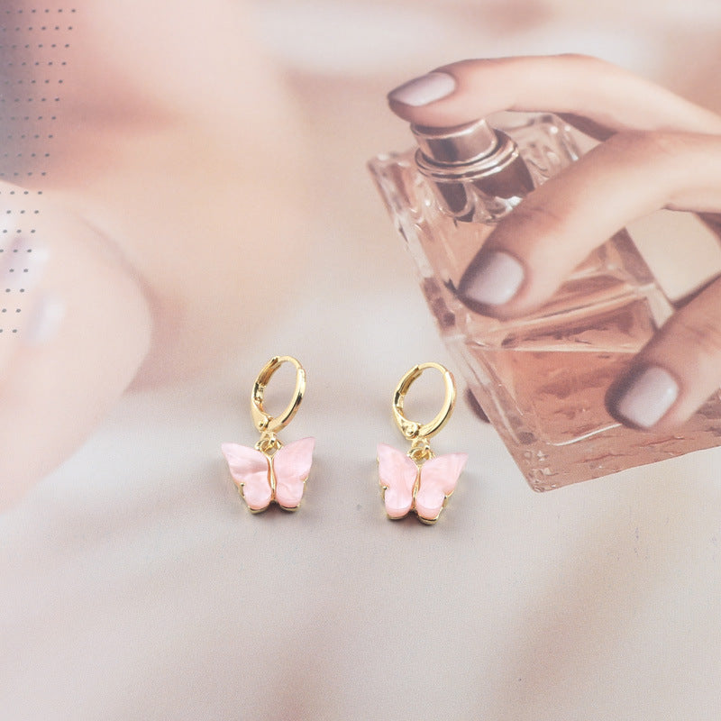 Wholesale New Earrings Fashion Color Acrylic Butterfly Small Fresh Earrings